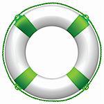 green life buoy against white background, abstract vector art illustration