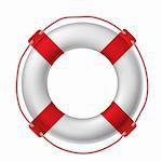 White life buoy, vector illustration.