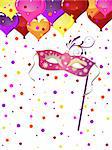 vector eps 10 illustration of venetian masks and balloons on a colorful background