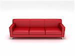 3D rendering of a red leather sofa