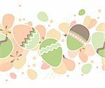 Seamless horizontal spring pattern with easter eggs