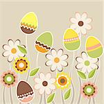 Stylized growing easter eggs on beige background