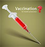 syringe with vaccine color illustration