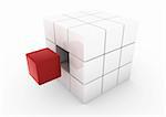 3d business cube red isolated white background