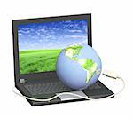 Conceptual image - global communication. Laptop and Earth