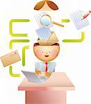 Process about receiving, reading and writing e-mails in office. Productivity concept