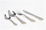 A set of classic looking silverware, isolated on white