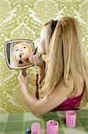 Retro mirror makeup woman lipstick vintage wallpaper