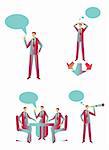Business group people blue & red icons set 2