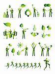 Ecology people group, business icons set