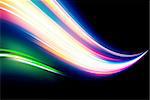 Vector illustration of neon abstract background made of blurred magic color light curved lines