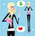 Businesswoman work money love concept