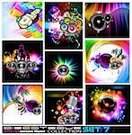 9 Abstract Music Backgrounds for Discoteque Flyer with a lot of design elements - Set 7