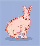 Rabbit vector fake retro tattoo style