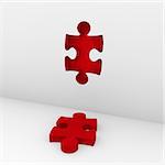 3d puzzle red white success wall piece business