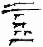 vector collection of weapon silhouettes