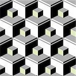black abstract cubes, seamless texture; vector art illustration