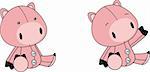pig plush cartoon in vector format very easy to edit