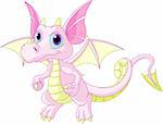 Illustration of Cute Cartoon baby dragon flaying