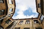 European oldtown courtyard, wide angle view.