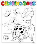 Coloring book with ladybug 1 - vector illustration.
