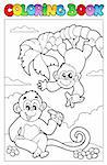 Coloring book with two monkeys - vector illustration.