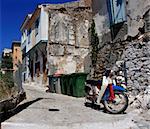 View of old crumbling greek house