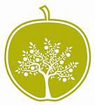 vector apple tree in apple on white background, Adobe Illustrator 8 format