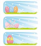 set of 3 colorful easter banners