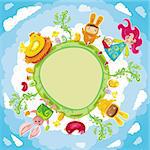 Happy Easter green round card