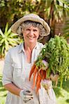 Senior woman with vegetables