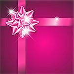 Purple  bow on a purple ribbon with purple background - vector Christmas card (no text)
