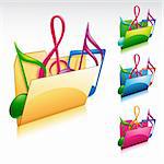 A colorful 3D folder music icon set