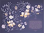 Decorative dark floral background with place for text.