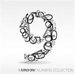 Number nine made from various numbers - check my portfolio for other numbers