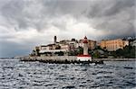 France, Corsica, Bastia, view of the port light and the town