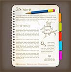 Web site template - Open notepad with colorful bookmarks