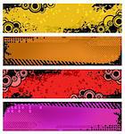 Set of grunge banners - yellow, orange, red and purple
