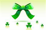 illustration of green bow with clover leaf of saint patrick's day