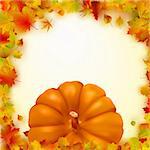 Colorful autumn card template leaves with Pumpkin and copy space. EPS 8 vector file included