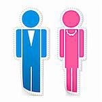 illustration of male and female stickers on isolated background