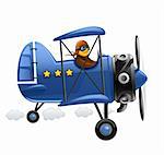 blue airplane with pilot vector illustration isolated on white background