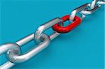 3D render of a chain with red link