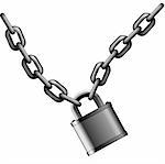 illustration of padlock with chain on isolated background