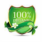 illustration of 100% natural organic on isolated white background