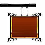 illustration of hanging wooden board on isolated background