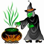 Halloween Witch with Green Face Posing Illustration
