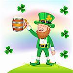 illustration of Leprechaun with beer mug wishing saint patrick's day