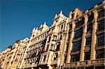 Buildings along Gran Via in Madrid, Spain.