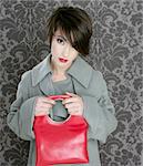 handbag red retro woman vintage fashion gray wallpaper